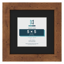 Rustic 8 x 8 inch picture frame with a black mount for a 5 x 5 inch photo