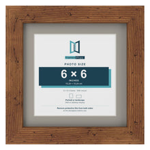 Rustic 8 x 8 inch picture frame with a Dawn Grey mount for a 6 x 6 inch photo