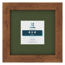 Rustic 8 x 8 inch picture frame with a green mount for a 4 x 4 inch photo