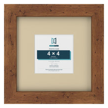 Rustic 8 x 8 inch picture frame with an ivory mount for a 4 x 4 inch photo