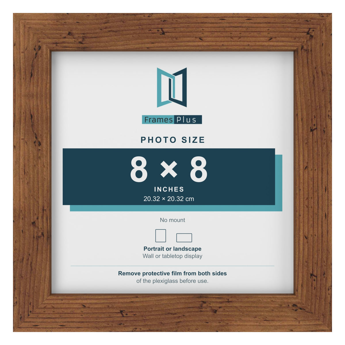 Rustic picture frame for a 8 x 8 inch photo