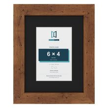 Rustic 9 x 7 inch picture frame with a black mount for a 6 x 4 inch photo