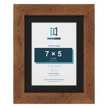Rustic 9 x 7 inch picture frame with a black mount for a 7 x 5 inch photo