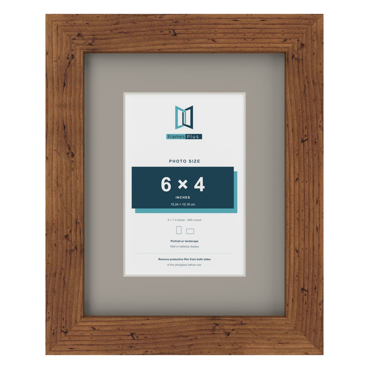 Rustic 9 x 7 inch picture frame with a Dawn Grey mount for a 6 x 4 inch photo