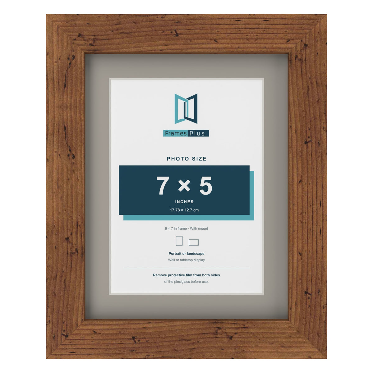 Rustic 9 x 7 inch picture frame with a Dawn Grey mount for a 7 x 5 inch photo