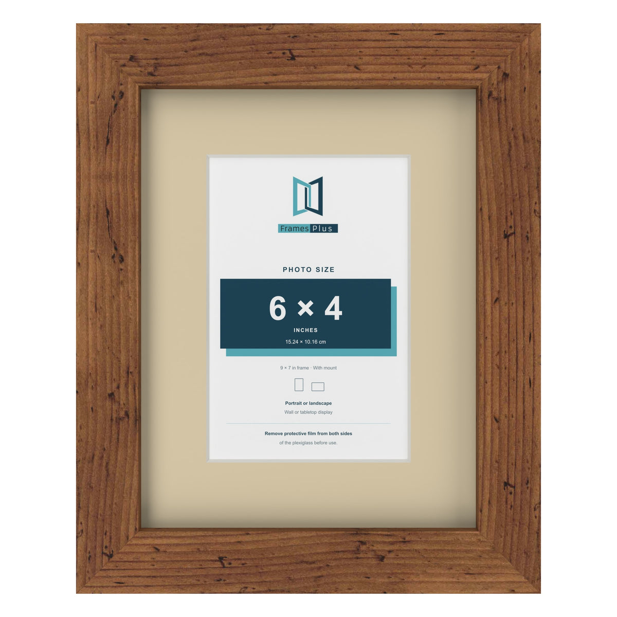 Rustic 9 x 7 inch picture frame with an ivory mount for a 6 x 4 inch photo