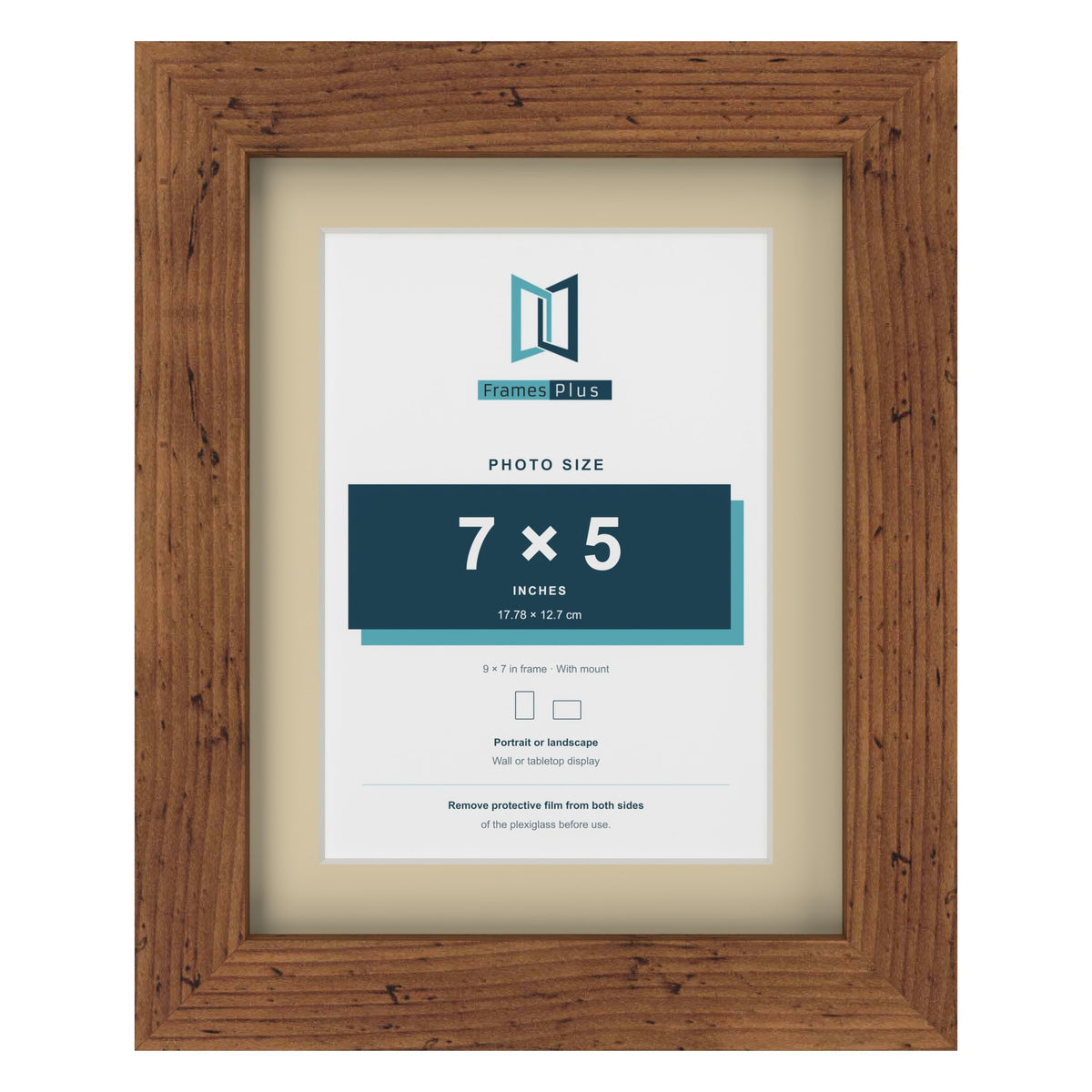 Rustic 9 x 7 inch picture frame with an ivory mount for a 7 x 5 inch photo