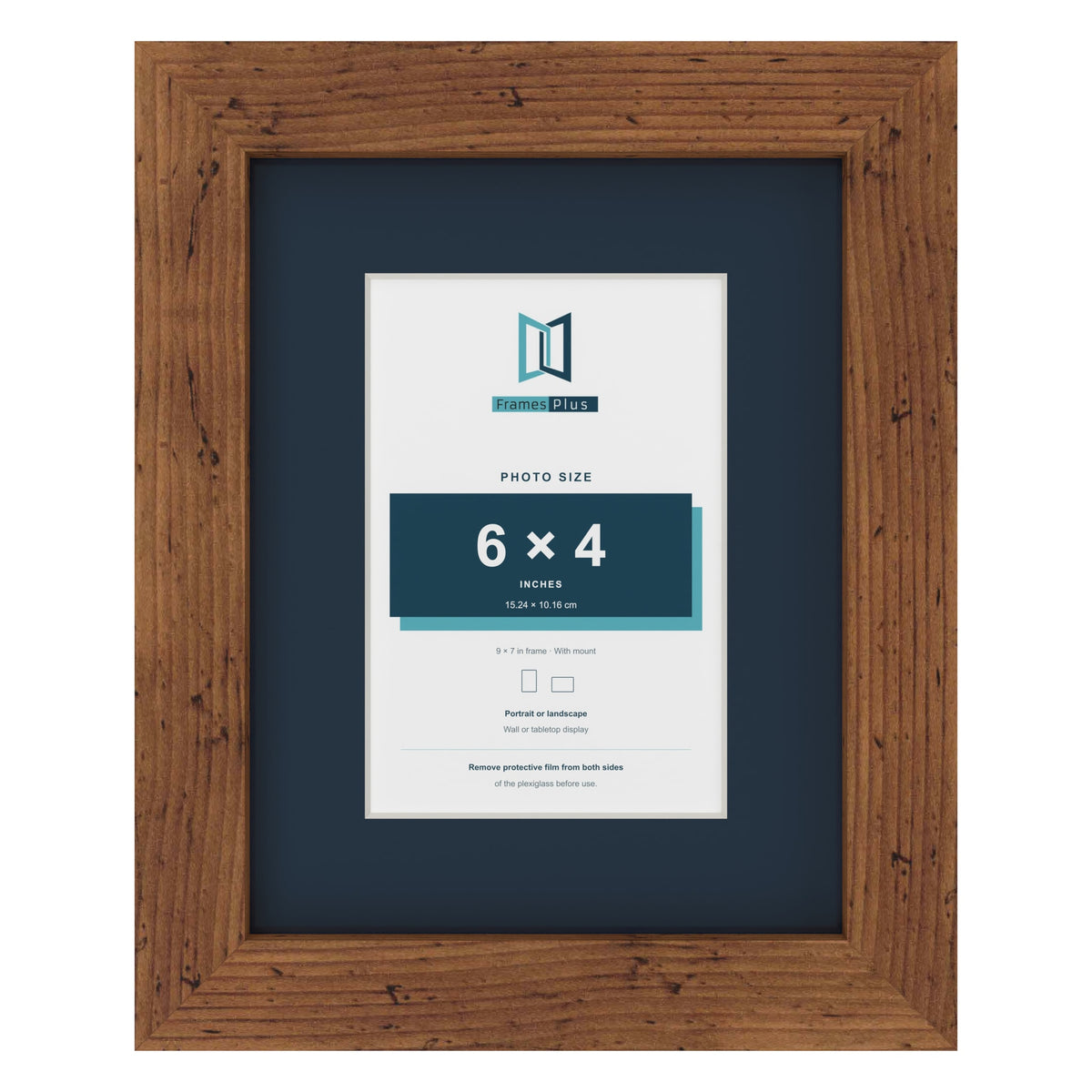 Rustic 9 x 7 inch picture frame with a Pacific Blue mount for a 6 x 4 inch photo