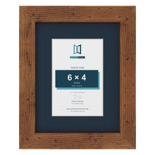 Rustic 9 x 7 inch picture frame with a Pacific Blue mount for a 6 x 4 inch photo
