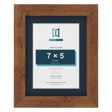 Rustic 9 x 7 inch picture frame with a Pacific Blue mount for a 7 x 5 inch photo