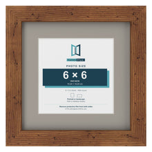 Rustic 9 x 9 inch picture frame with a Dawn Grey mount for a 6 x 6 inch photo