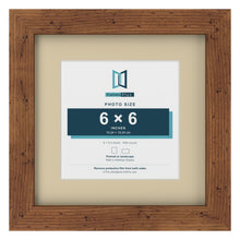 Rustic 9 x 9 inch picture frame with an ivory mount for a 6 x 6 inch photo