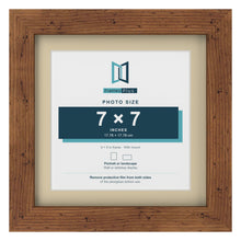 Rustic 9 x 9 inch picture frame with an ivory mount for a 7 x 7 inch photo
