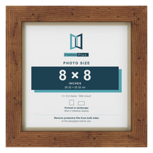 Rustic 9 x 9 inch picture frame with an ivory mount for an 8 x 8 inch photo