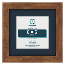 Rustic 9 x 9 inch picture frame with a Pacific Blue mount for a 6 x 6 inch photo