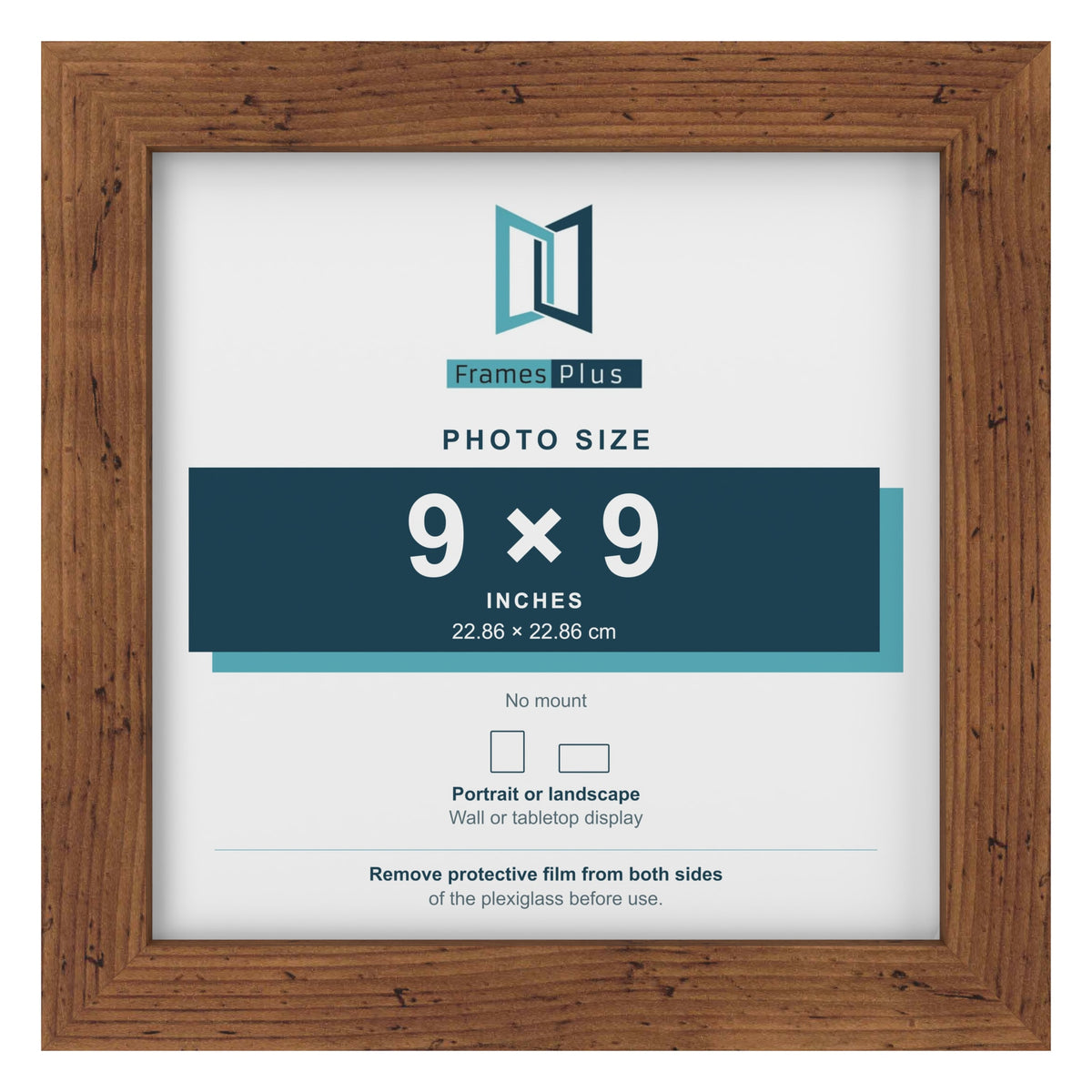 Rustic picture frame for a 9 x 9 inch photo