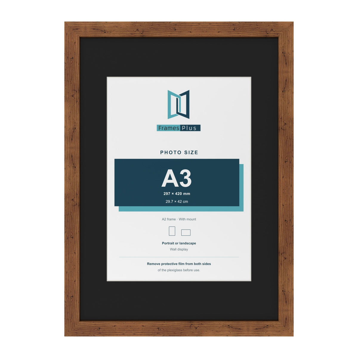 Rustic A2 picture frame with a black mount for an A3 photo