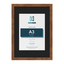 Rustic A2 picture frame with a black mount for an A3 photo