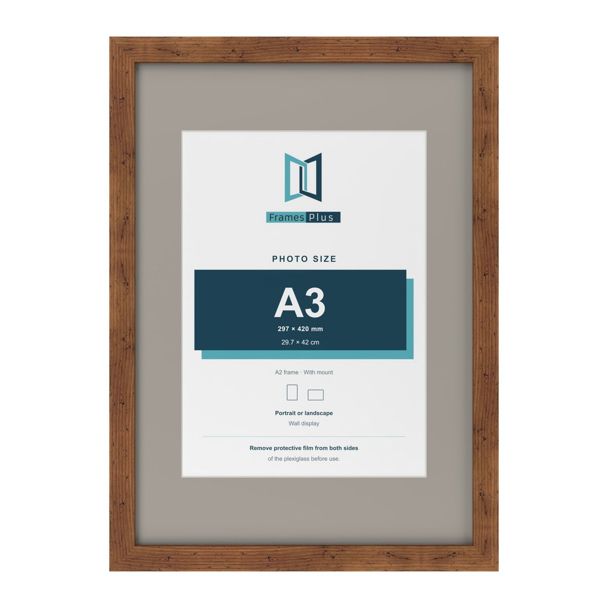 Rustic A2 picture frame with a Dawn Grey mount for an A3 photo