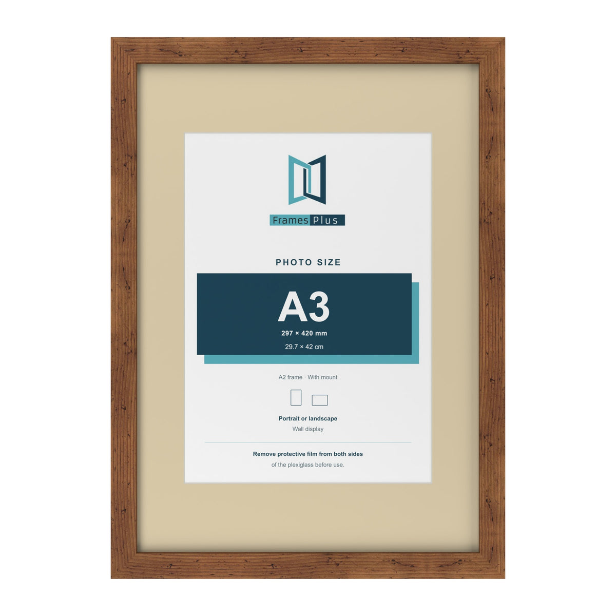 Rustic A2 picture frame with an ivory mount for an A3 photo