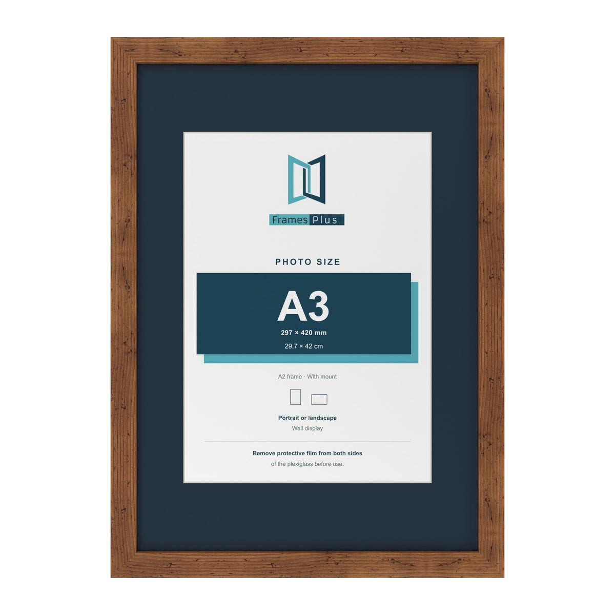 Rustic A2 picture frame with a Pacific Blue mount for an A3 photo