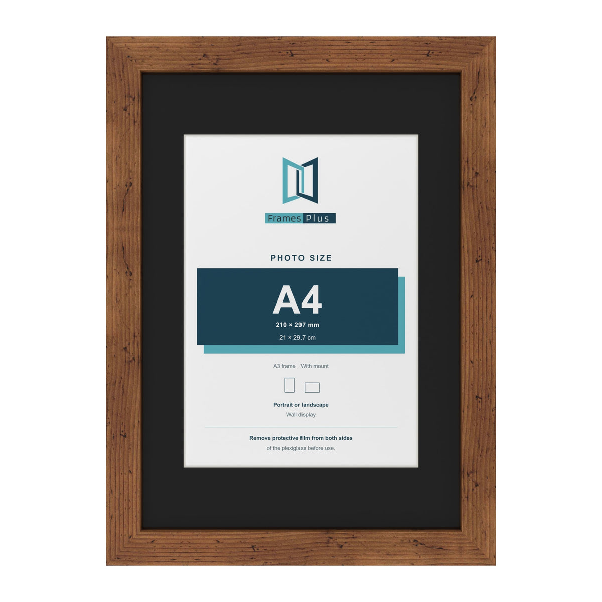 Rustic A3 picture frame with a black mount for an A4 photo