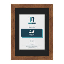 Rustic A3 picture frame with a black mount for an A4 photo