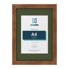 Rustic A3 picture frame with a green mount for an A4 photo