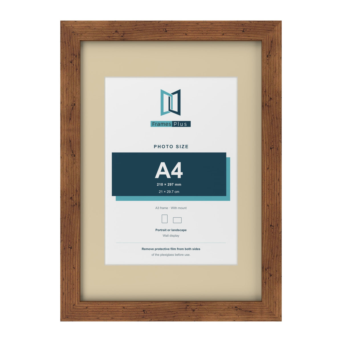 Rustic A3 picture frame with an ivory mount for an A4 photo