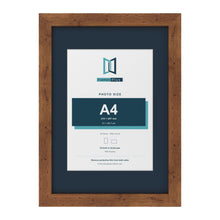 Rustic A3 picture frame with a Pacific Blue mount for an A4 photo