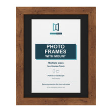 Rustic picture frame with a black mount