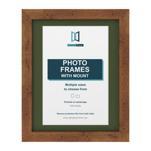 Rustic picture frame with a green mount