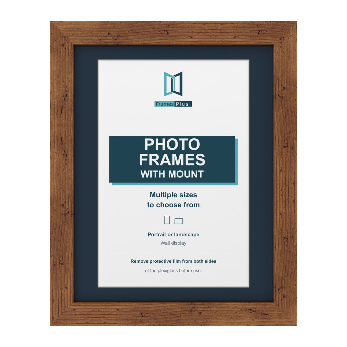 Rustic picture frame with a Pacific Blue mount