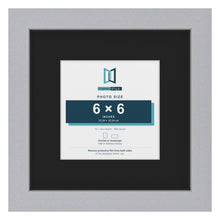 Silver 10 x 10 inch picture frame with a black mount for a 6 x 6 inch photo