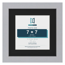 Silver 10 x 10 inch picture frame with a black mount for a 7 x 7 inch photo