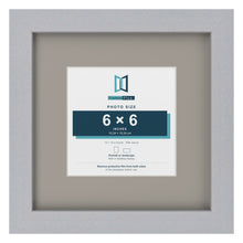 Silver 10 x 10 inch picture frame with a Dawn Grey mount for a 6 x 6 inch photo