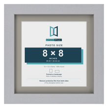 Silver 10 x 10 inch picture frame with a Dawn Grey mount for an 8 x 8 inch photo