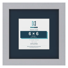 Silver 10 x 10 inch picture frame with a Pacific Blue mount for a 6 x 6 inch photo