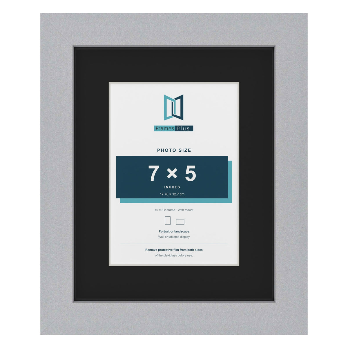 Silver 10 x 8 inch picture frame with a black mount for a 7 x 5 inch photo