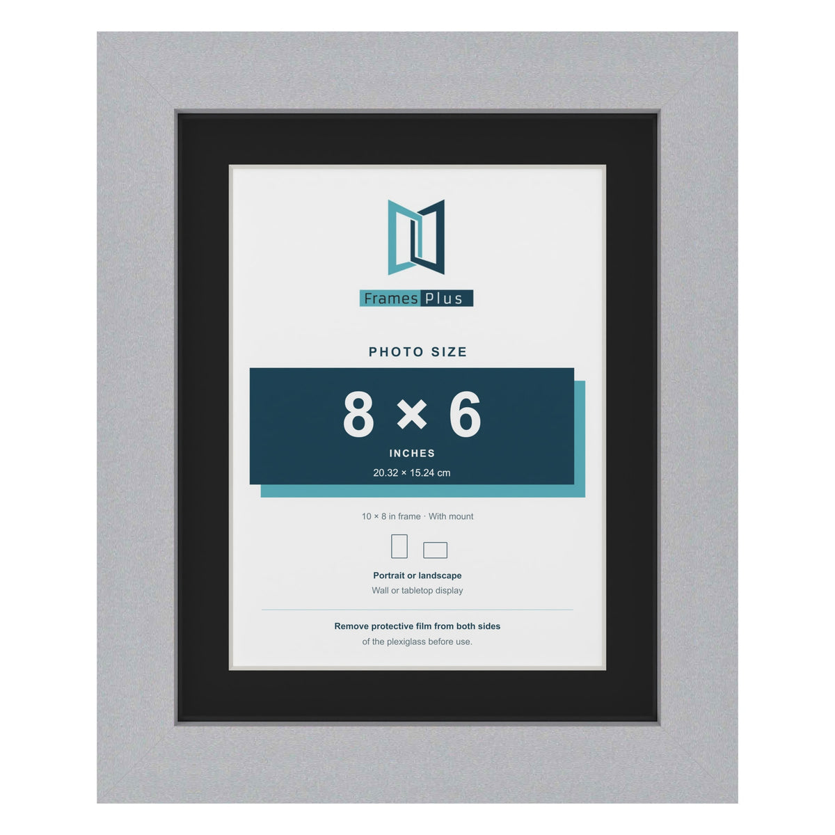 Silver 10 x 8 inch picture frame with a black mount for an 8 x 6 inch photo