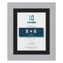 Silver 10 x 8 inch picture frame with a black mount for an 8 x 6 inch photo