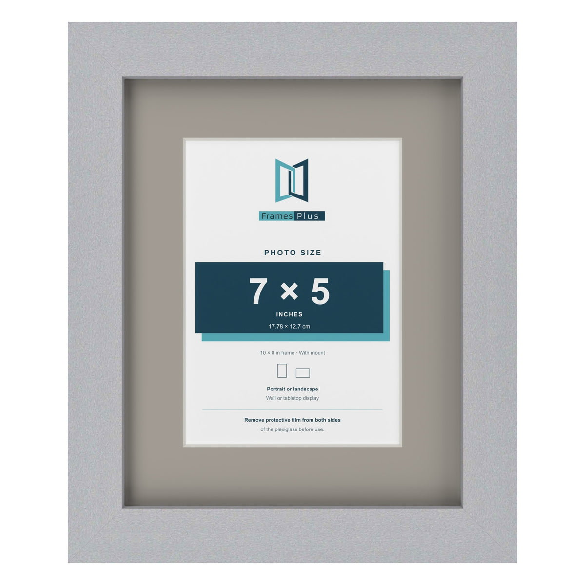 Silver 10 x 8 inch picture frame with a Dawn Grey mount for a 7 x 5 inch photo