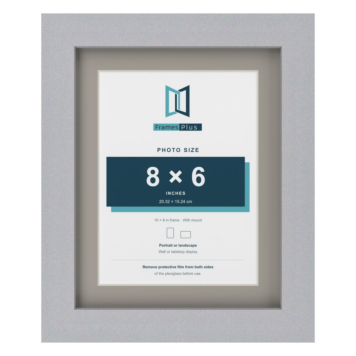 Silver 10 x 8 inch picture frame with a Dawn Grey mount for an 8 x 6 inch photo