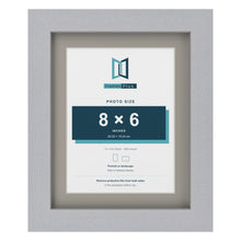 Silver 10 x 8 inch picture frame with a Dawn Grey mount for an 8 x 6 inch photo