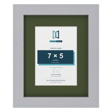 Silver 10 x 8 inch picture frame with a green mount for a 7 x 5 inch photo