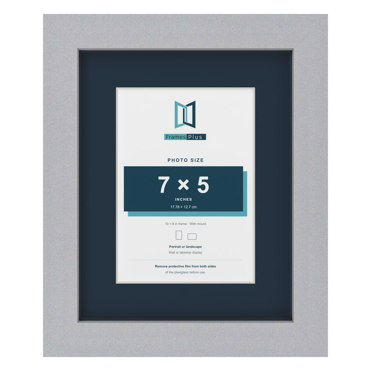 Silver 10 x 8 inch picture frame with a Pacific Blue mount for a 7 x 5 inch photo