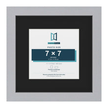 Silver 11 x 11 inch picture frame with a black mount for a 7 x 7 inch photo