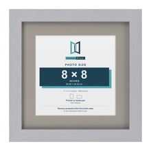 Silver 11 x 11 inch picture frame with a Dawn Grey mount for an 8 x 8 inch photo