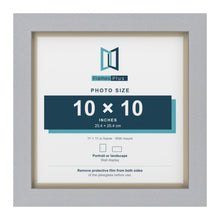 Silver 11 x 11 inch picture frame with an ivory mount for a 10 x 10 inch photo
