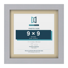 Silver 11 x 11 inch picture frame with an ivory mount for a 9 x 9 inch photo